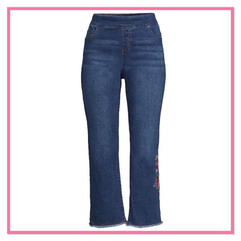 Pioneer Woman Size 3X Embroidered Cropped Jeans